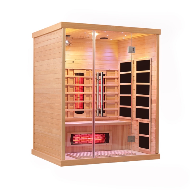 Solid Wood Red Cedar Hemlock Indoor 3 Person Far Infrared Dry Sauna Cabin Room