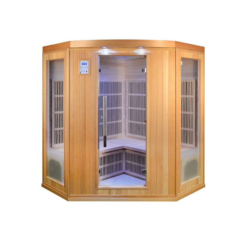 Corner Design Indoor Solid Wooden Hemlock Far Infrared Sauna Room for 4 Person