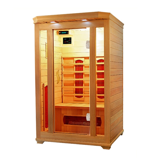 Canadian Solid Hemlock 2 Persons Indoor Colorful Light Wooden Infrared Sauna Room