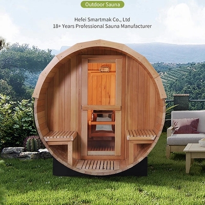 Traditional Canadian Red Cedar Solid Wood Barrel Sauna Rooms Outdoor Wet Steam